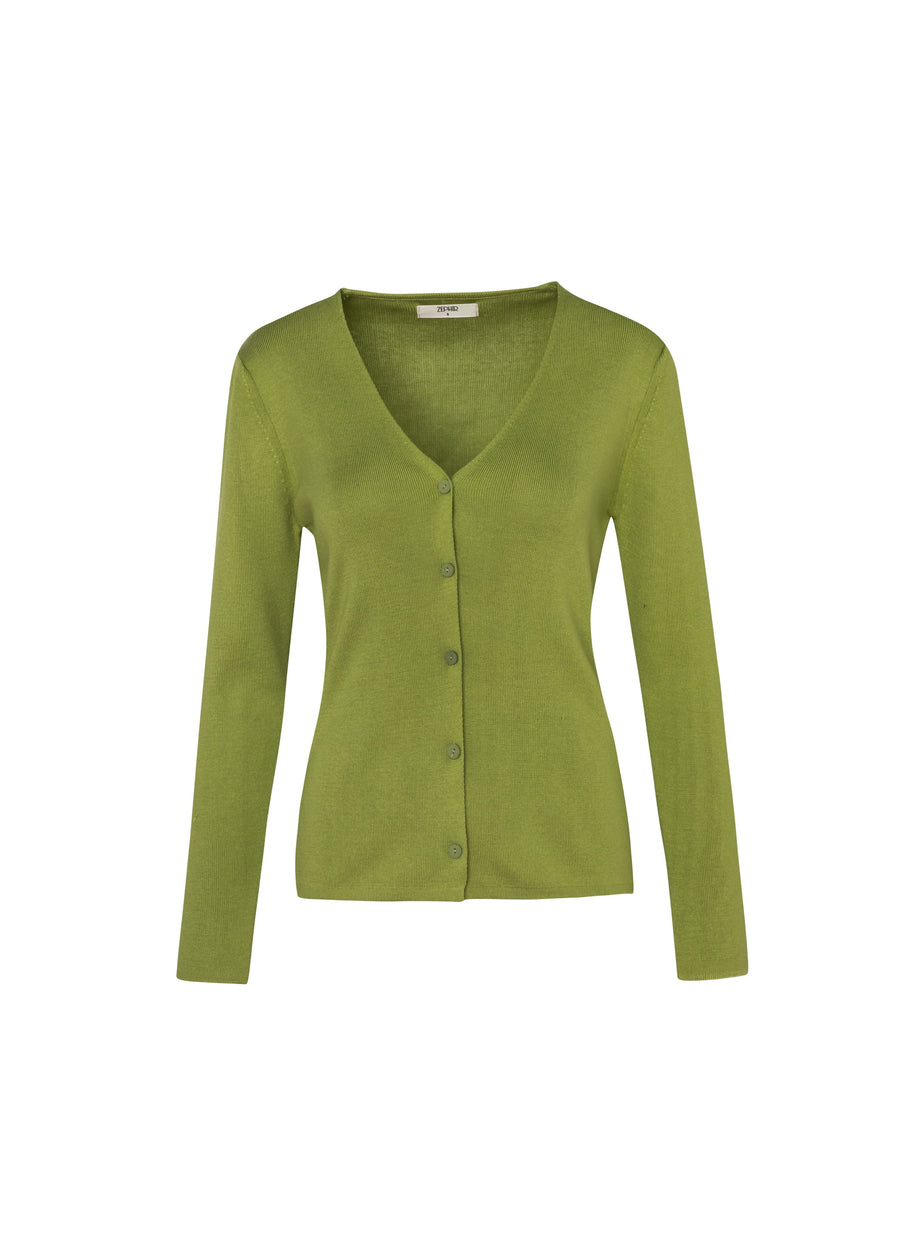 CARDIGAN BASICO VERDE OLIVA