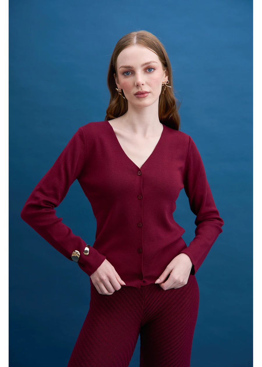 CARDIGAN BASICO VINO