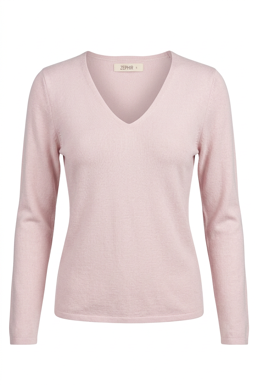 SWEATER EN V BASICO PINK BLUSH