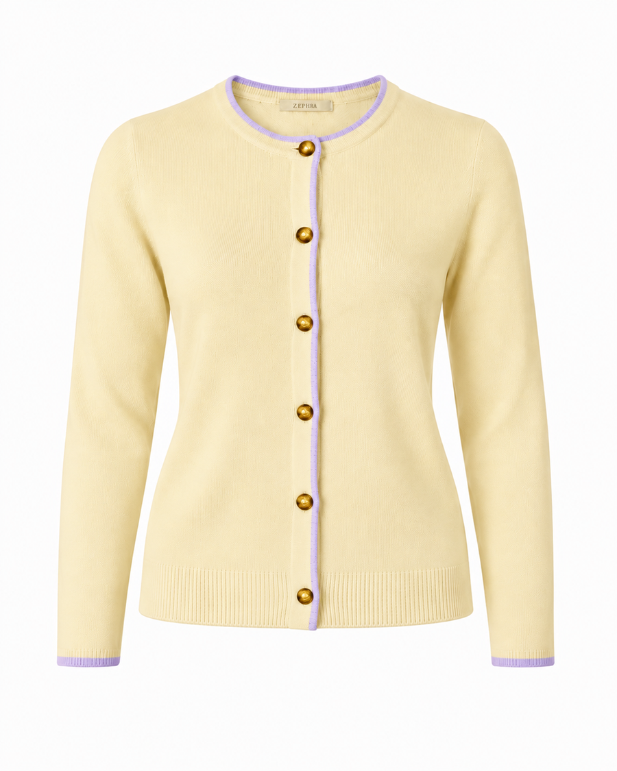 Cardigan Felicia tejido en color banana para mujer - Zephir