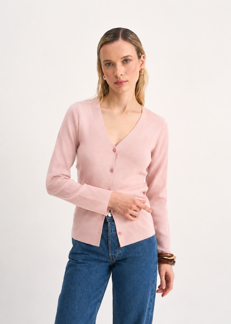 CARDIGAN BASICO PINK BLUSH