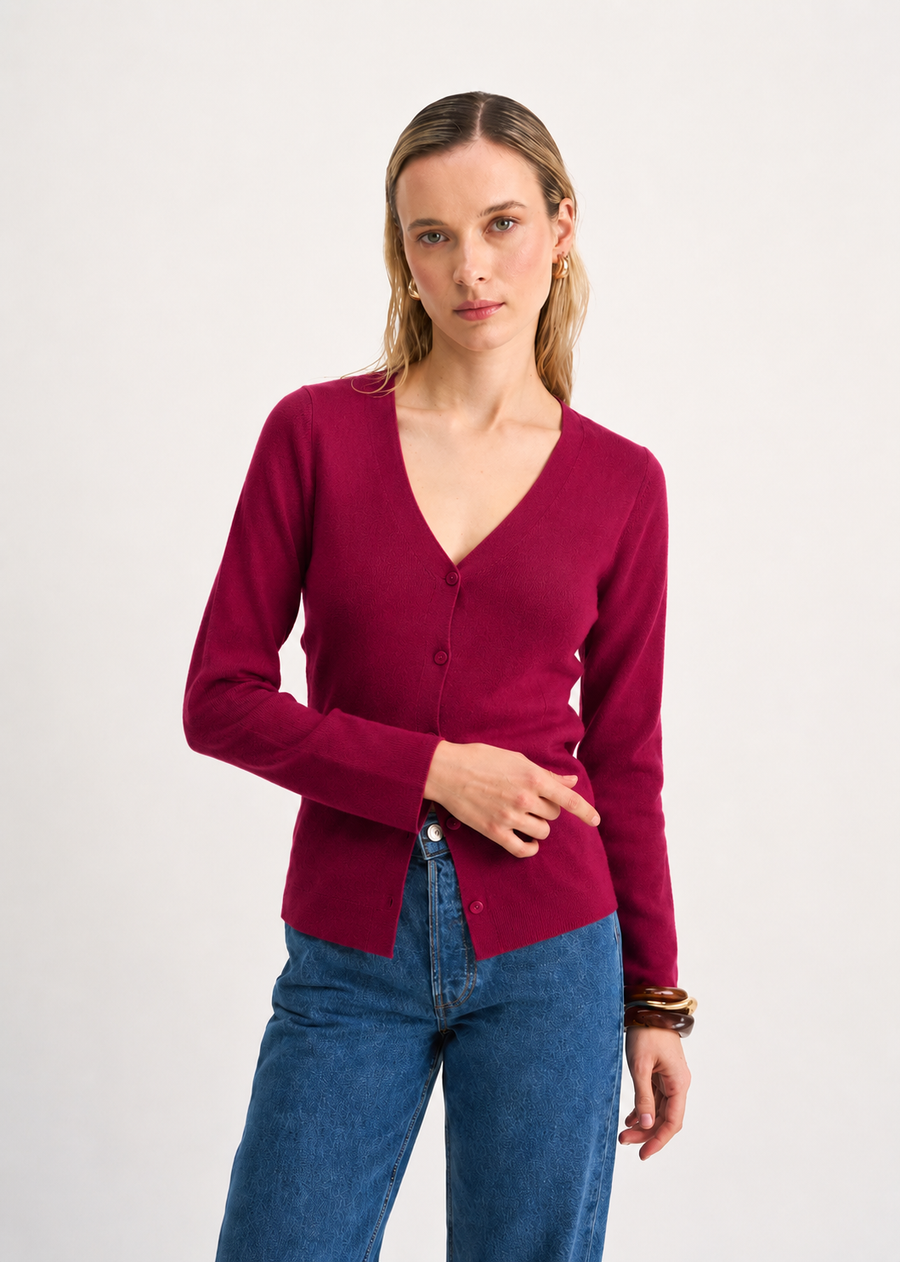 CARDIGAN BASICO CARMESI