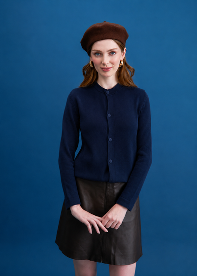 Cardigan Anora tejido en color azul oscuro para mujer - Zephir