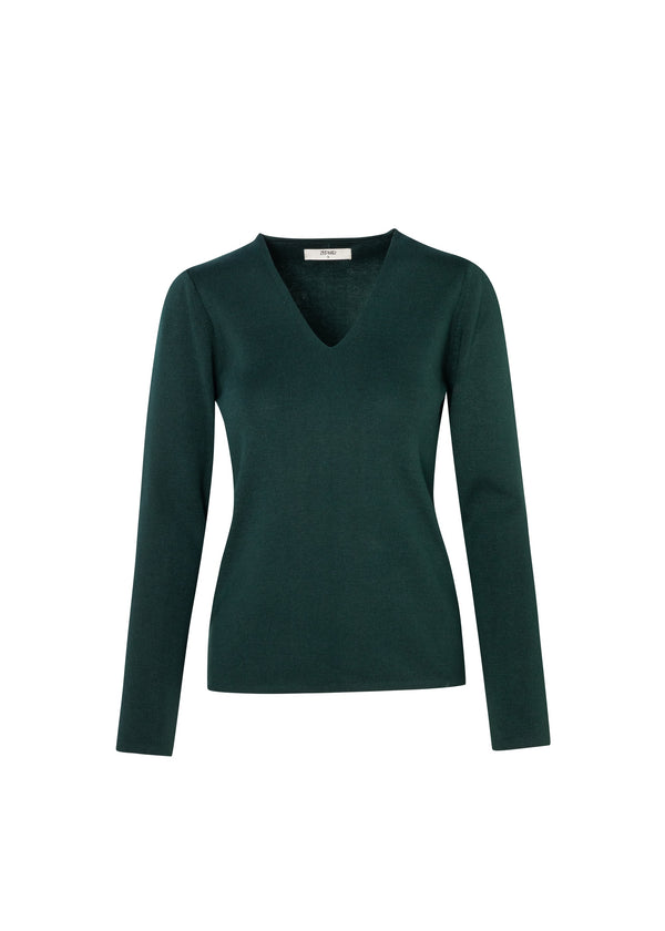 SWEATER EN V BASICO en FOREST - Vista frontal | ZEPHIR
