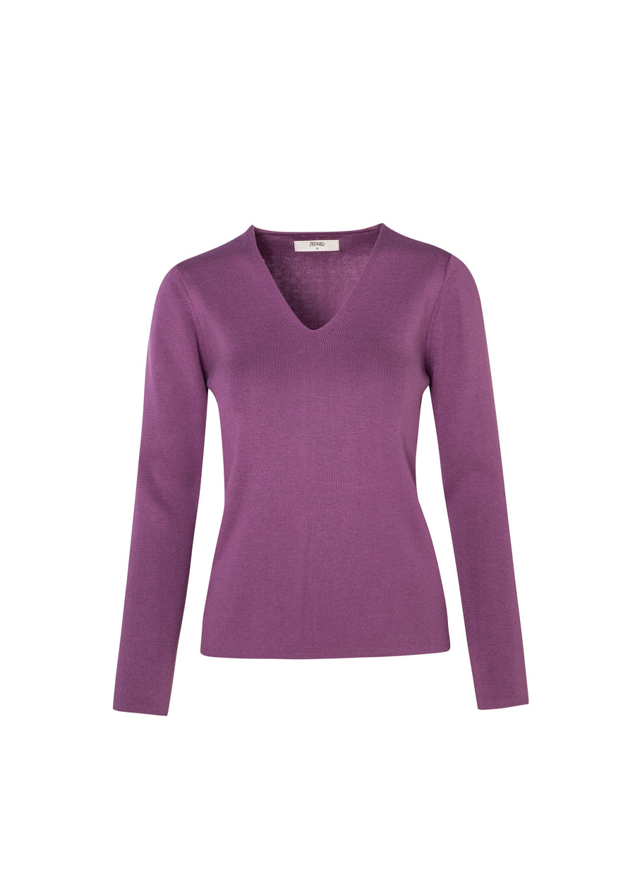 SWEATER EN V BASICO GRAPE