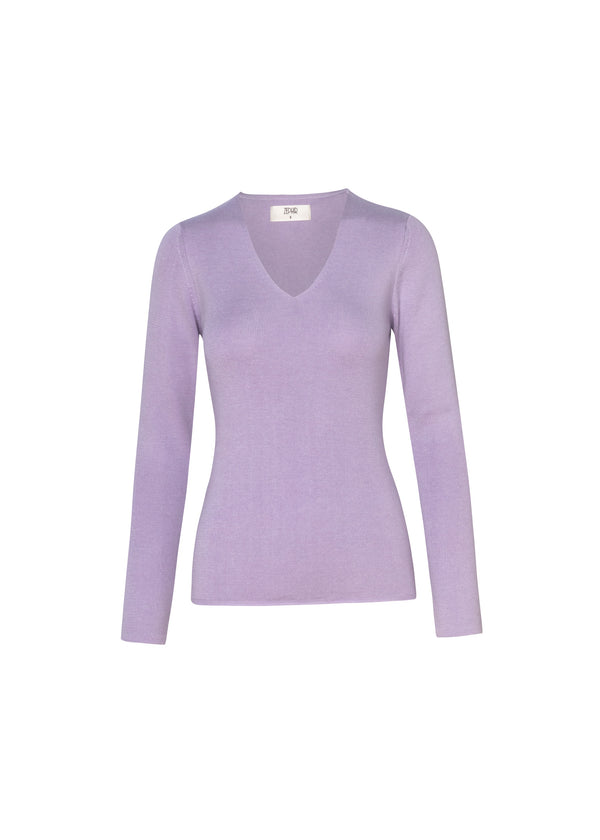 SWEATER EN V BASICO en LILA - Vista frontal | ZEPHIR