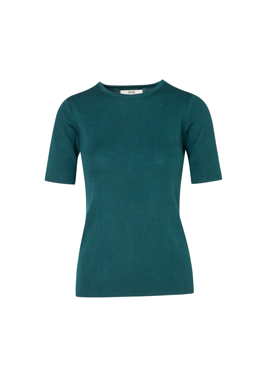 BLUSA BASICA MANGA CORTA VERDE BOTELLA