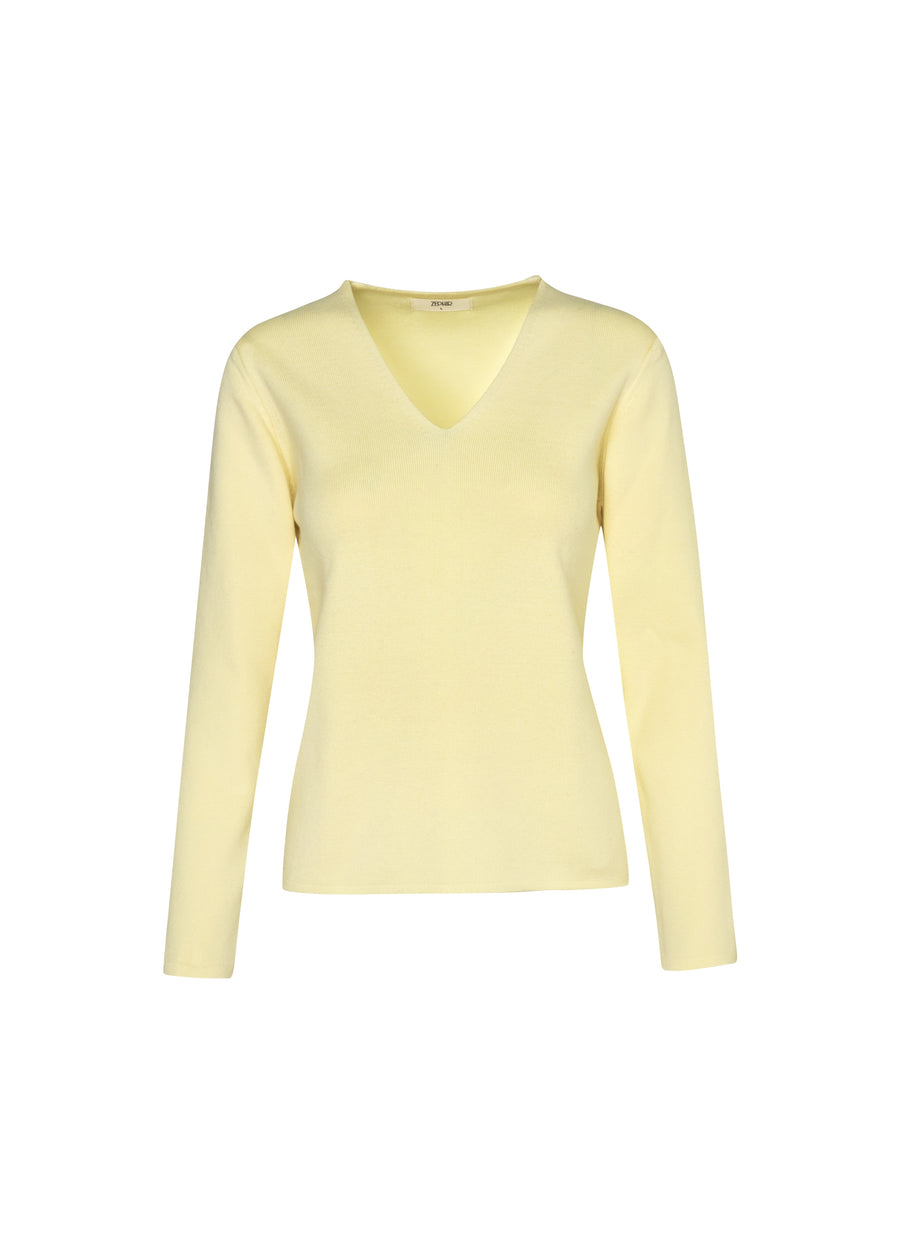 SWEATER EN V BASICO BANANA