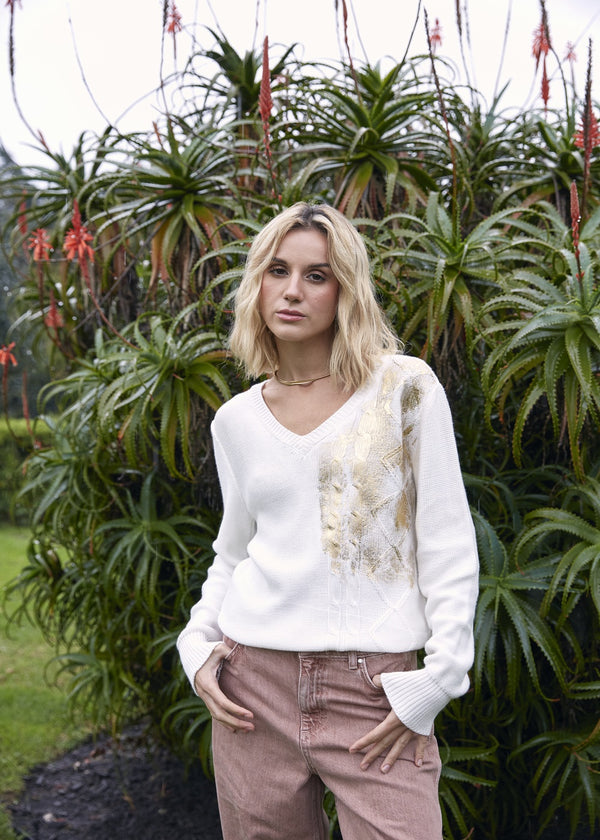 SWEATER EN V MATIZ