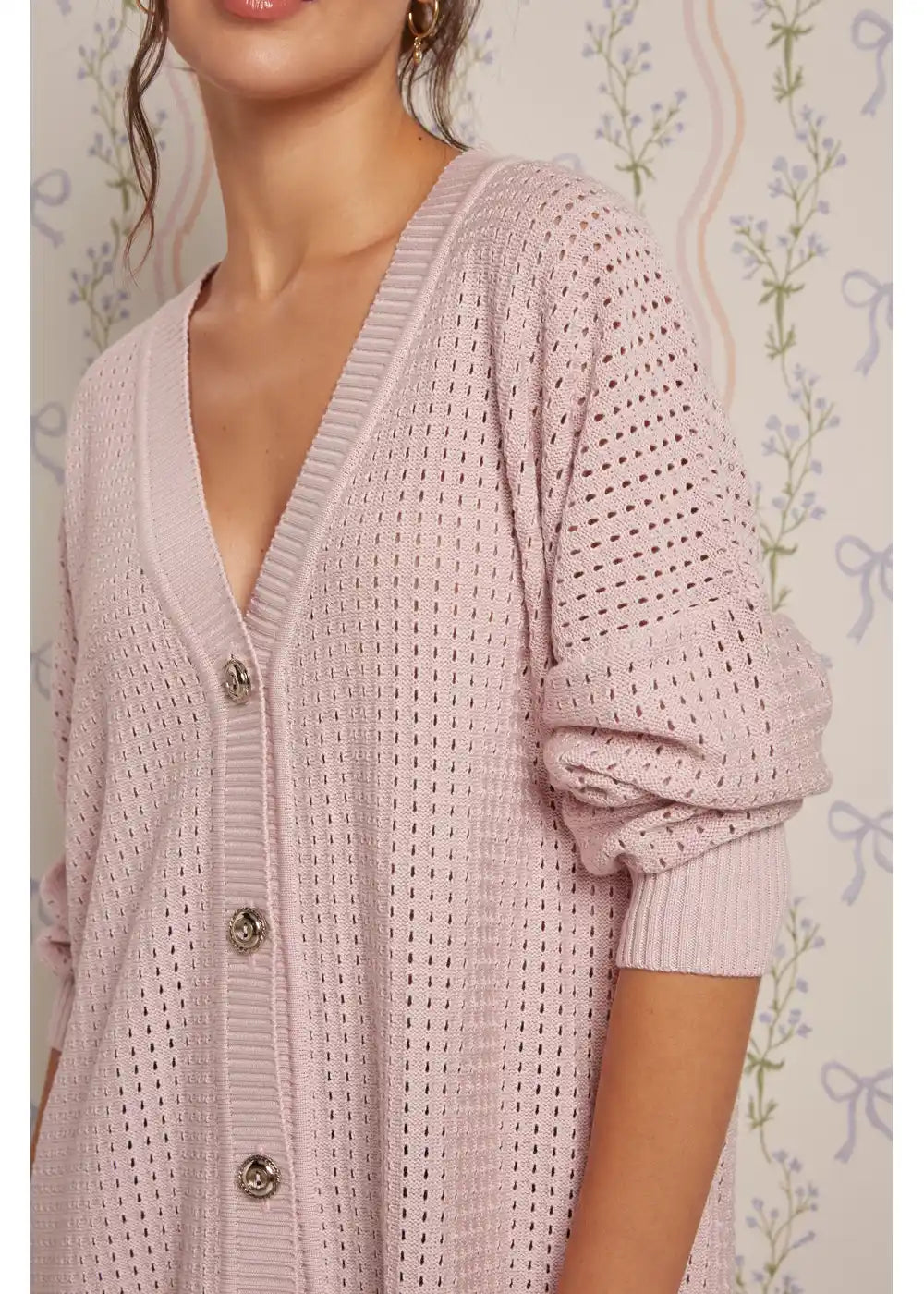 CARDIGAN ADELINE en PINK BLUSH - Vista de espalda | ZEPHIR