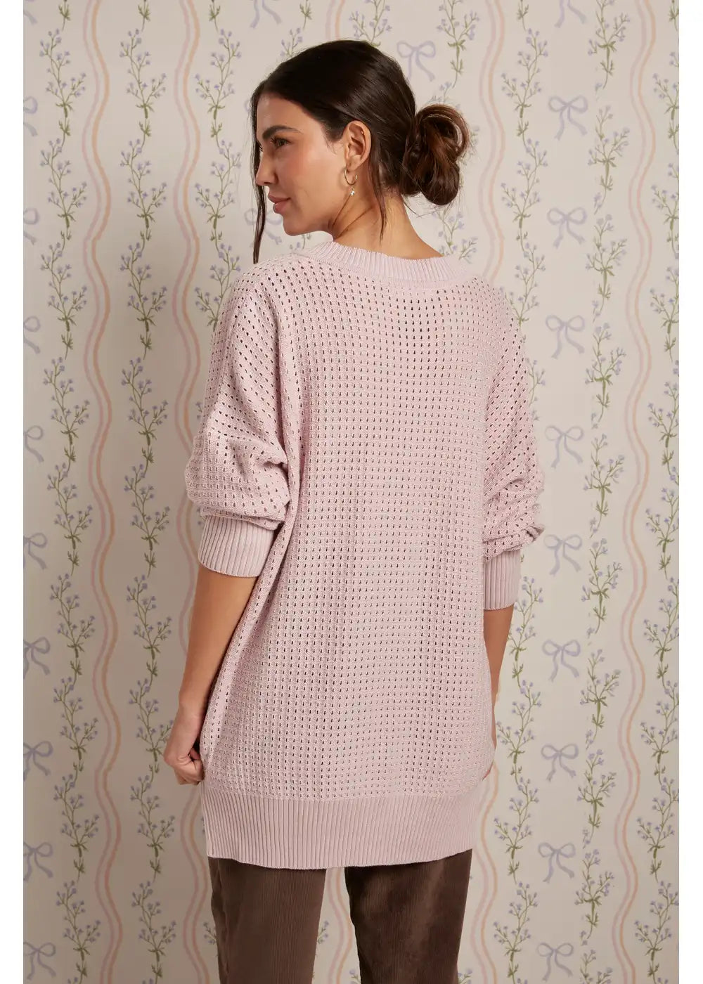CARDIGAN ADELINE en PINK BLUSH - Vista lateral | ZEPHIR