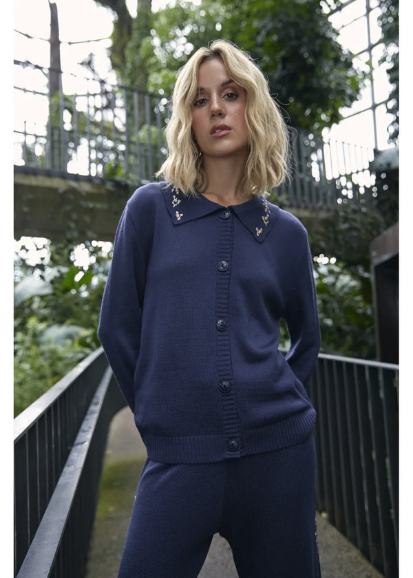 CARDIGAN ALBA en AZUL OSCURO - Vista frontal | ZEPHIR