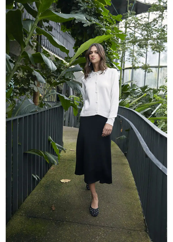 CARDIGAN ALBA en BLANCO - Vista frontal | ZEPHIR