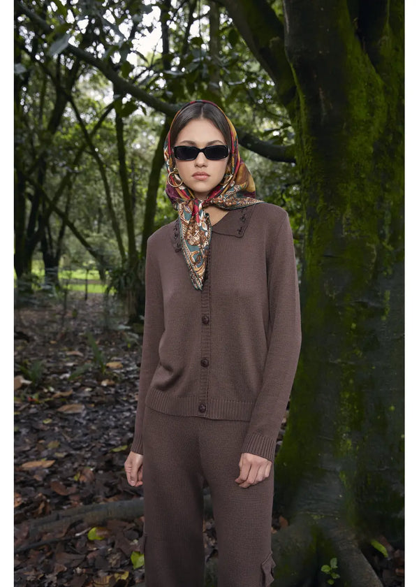 CARDIGAN ALBA en CACAO - Vista frontal | ZEPHIR