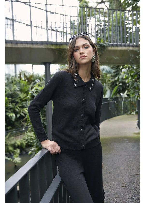 CARDIGAN ALBA en NEGRO - Vista frontal | ZEPHIR