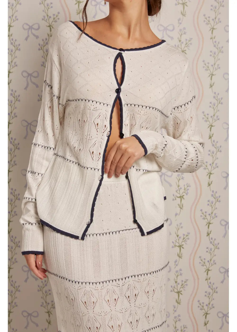 CARDIGAN AMELIA en BLANCO - Vista lateral | ZEPHIR