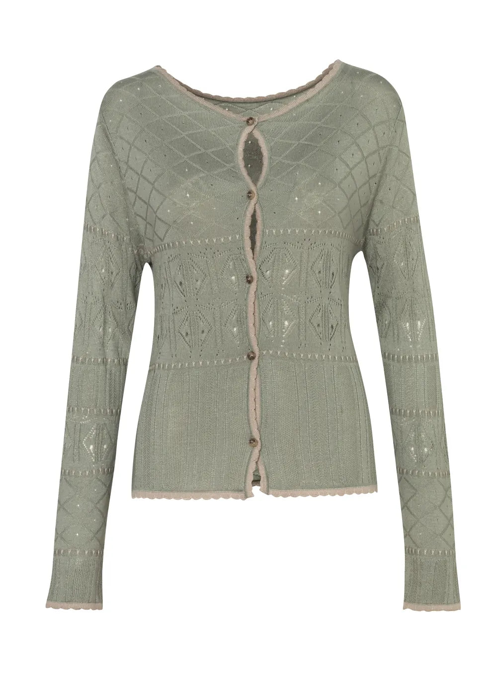 CARDIGAN AMELIA en VERDE HOJA - Vista lateral | ZEPHIR