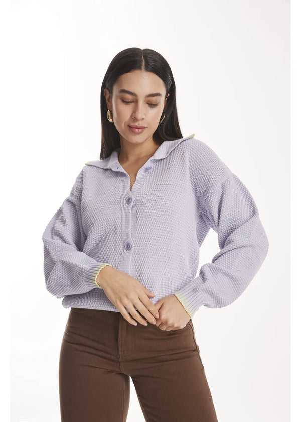 CARDIGAN ANICCA en LAVANDA - Vista frontal | ZEPHIR