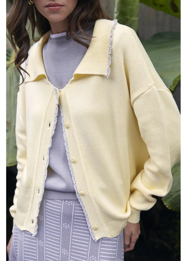 CARDIGAN ATENA en BANANA - Vista frontal | ZEPHIR