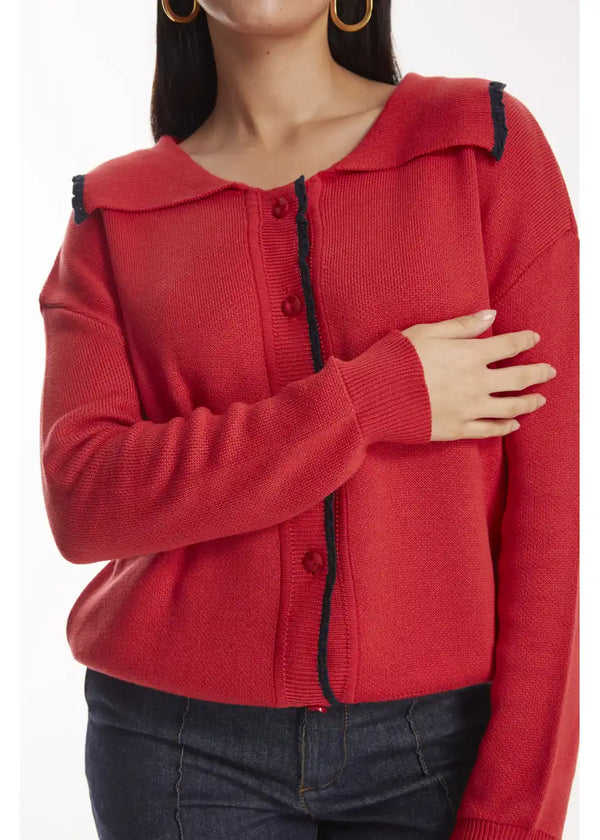 CARDIGAN ATENA en ESCARLATA - Vista frontal | ZEPHIR