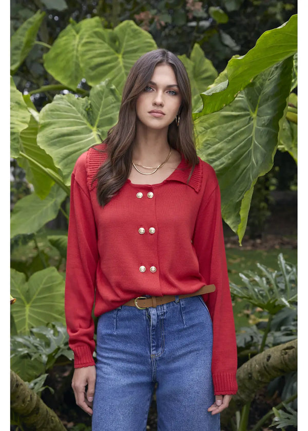 CARDIGAN BAHARI en ESCARLATA - Vista frontal | ZEPHIR