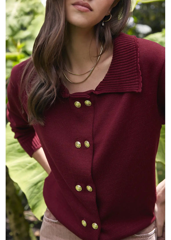 CARDIGAN BAHARI en VINO - Vista frontal | ZEPHIR