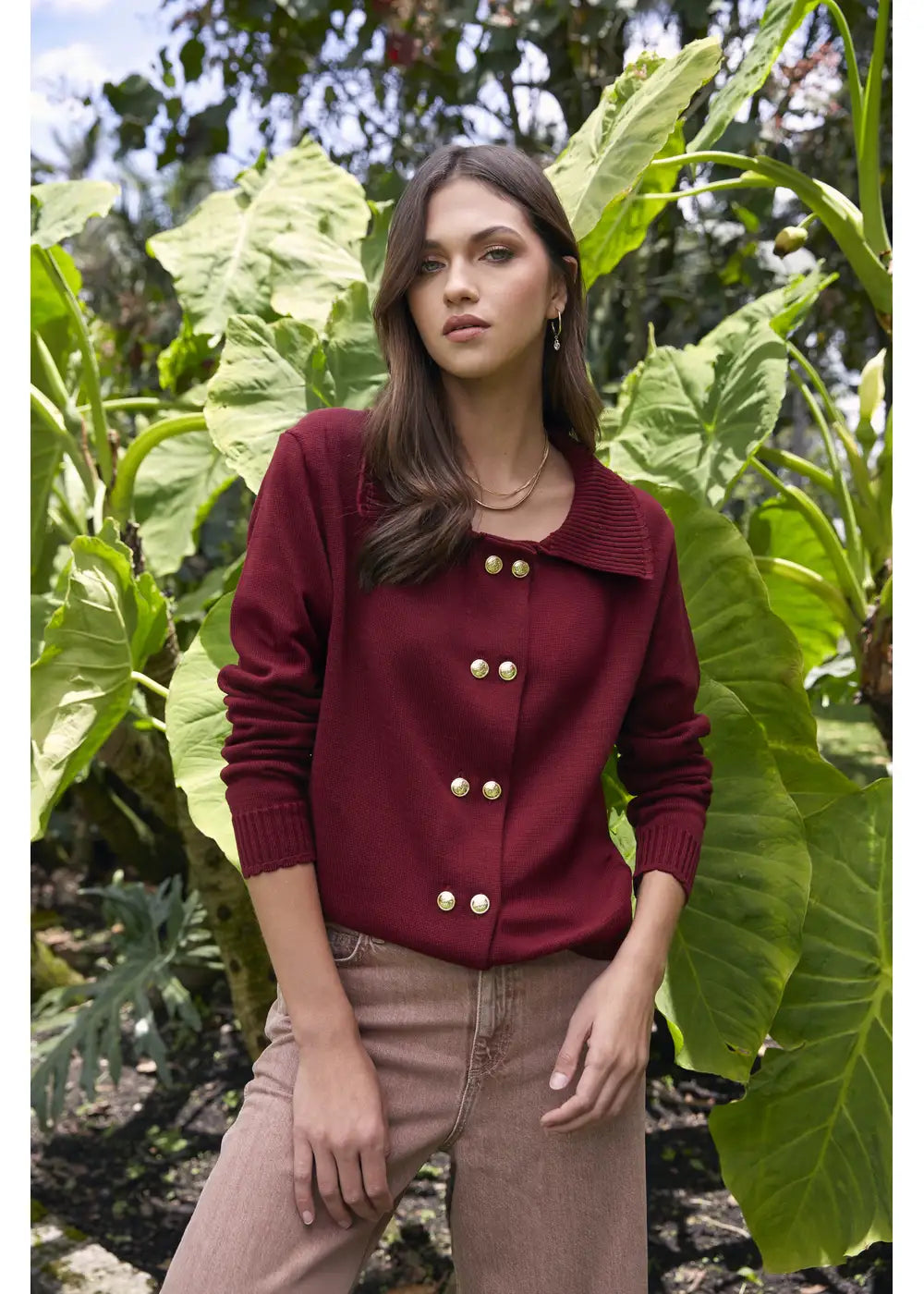 CARDIGAN BAHARI en VINO - Vista de espalda | ZEPHIR