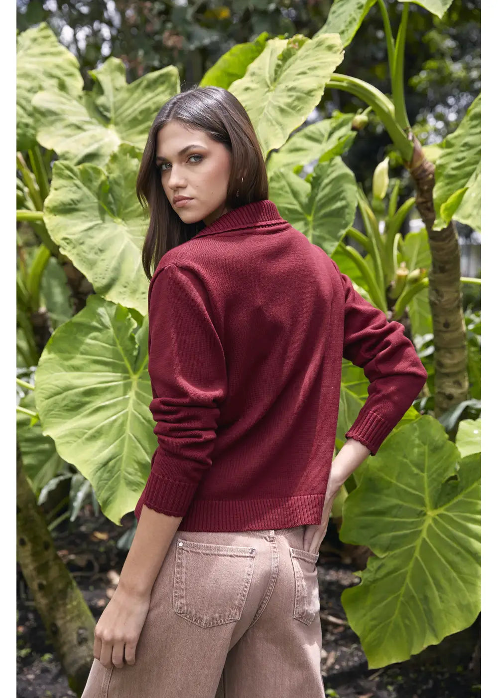 CARDIGAN BAHARI en VINO - Vista lateral | ZEPHIR