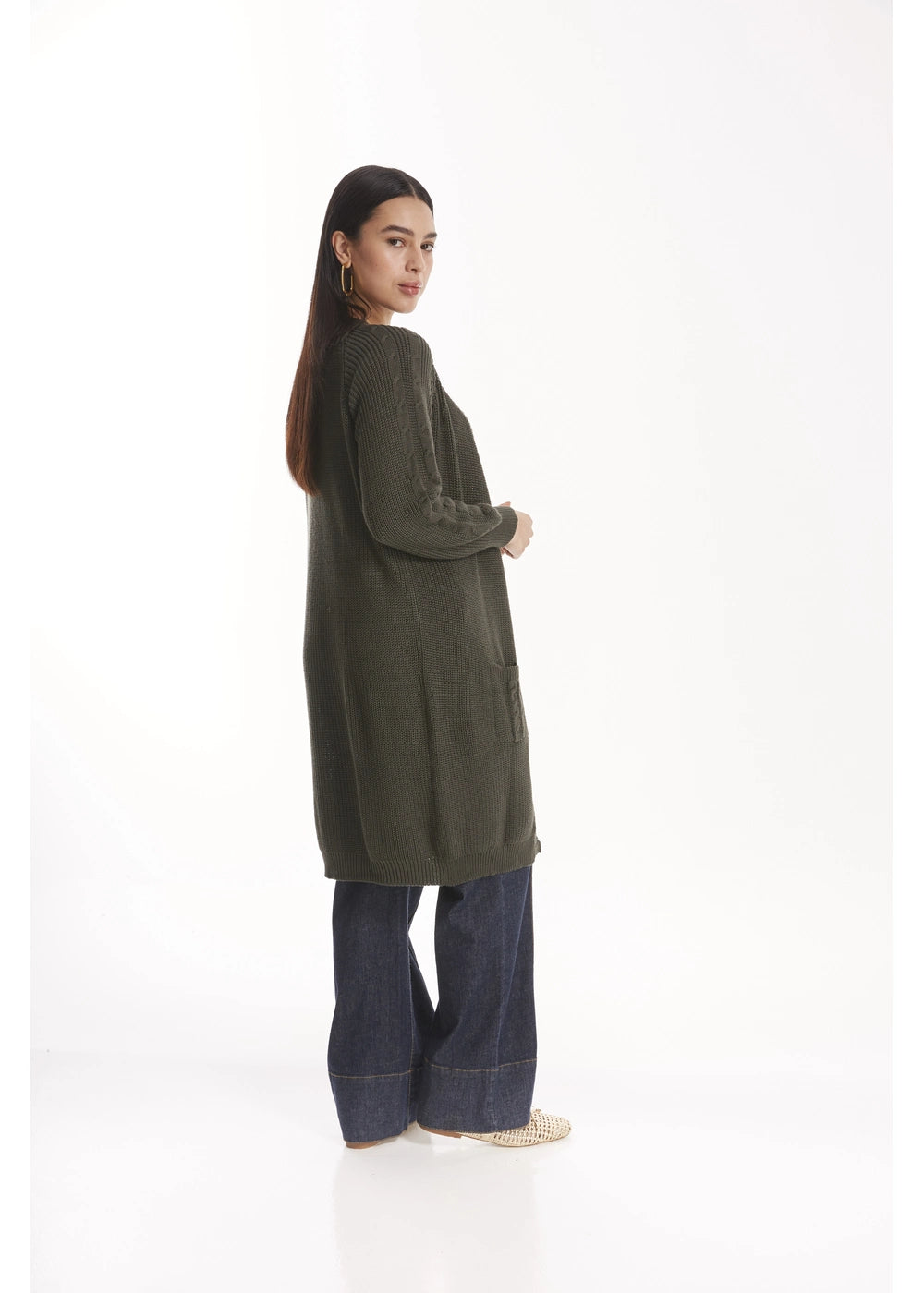 CARDIGAN BARU en VERDE MILITAR - Vista frontal | ZEPHIR