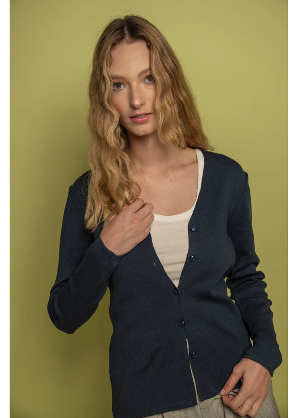 CARDIGAN BASICO en AZUL OSCURO - Vista frontal | ZEPHIR