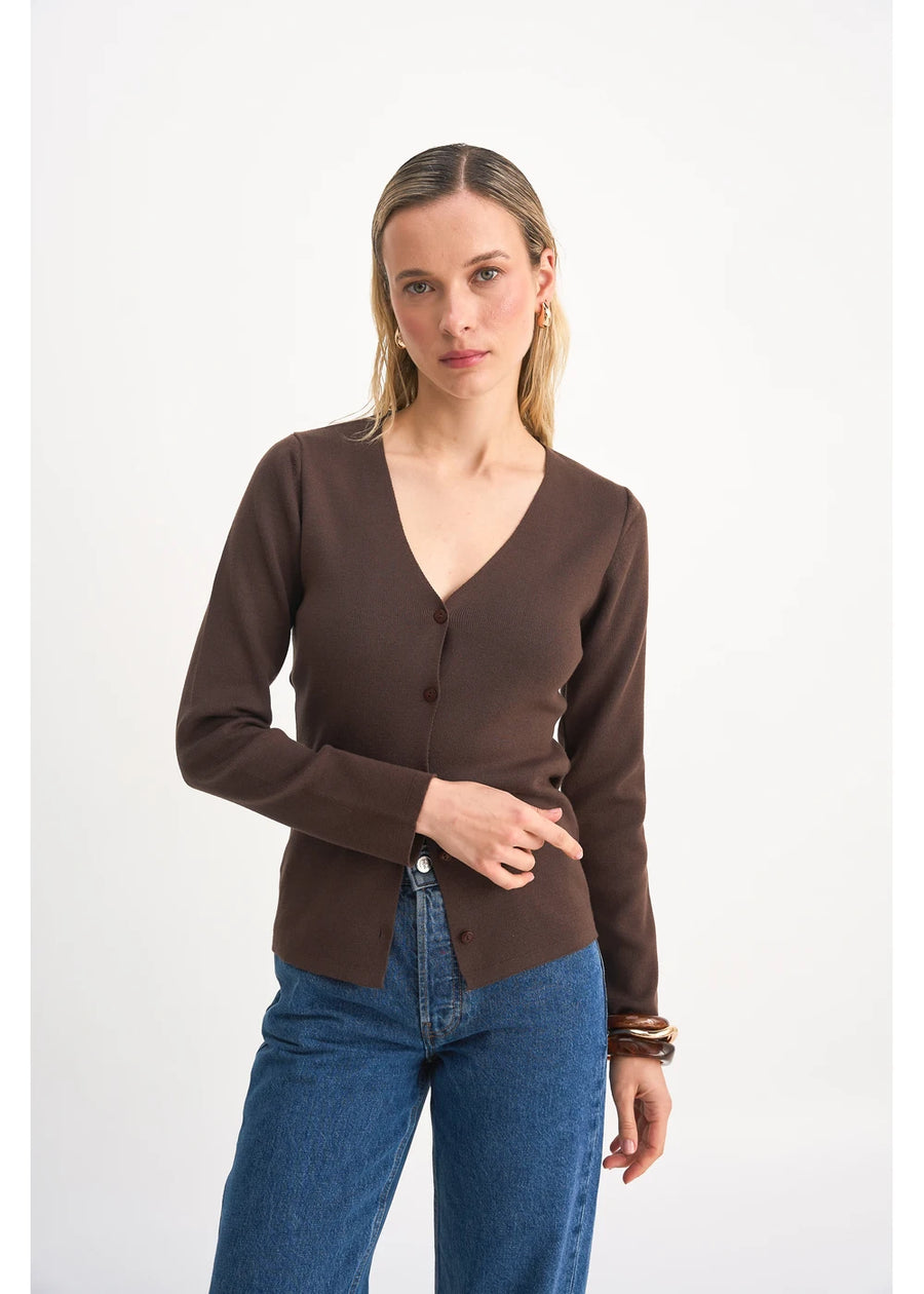CARDIGAN BASICO CACAO