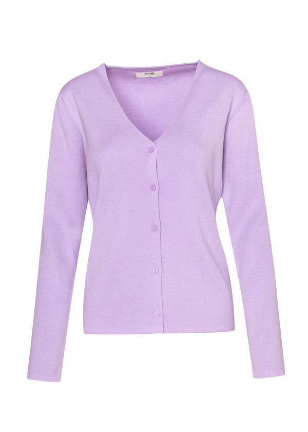 CARDIGAN  BASICO en LAVANDA - Vista frontal | ZEPHIR