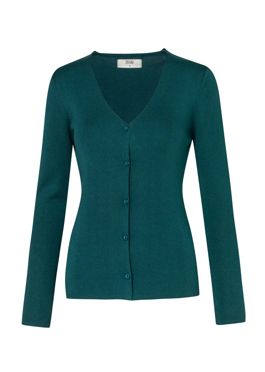 CARDIGAN BASICO VERDE BOTELLA
