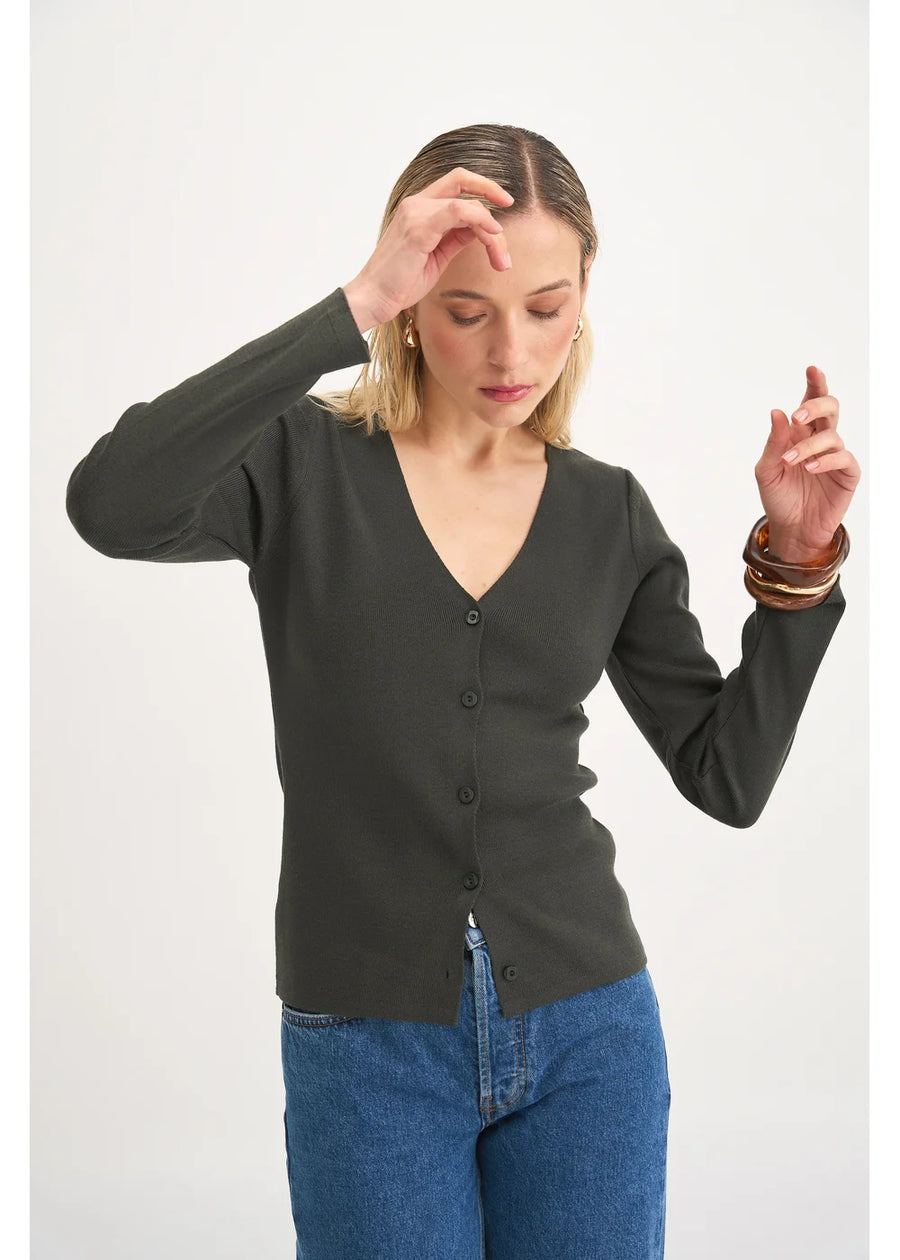 CARDIGAN BASICO VERDE MILITAR