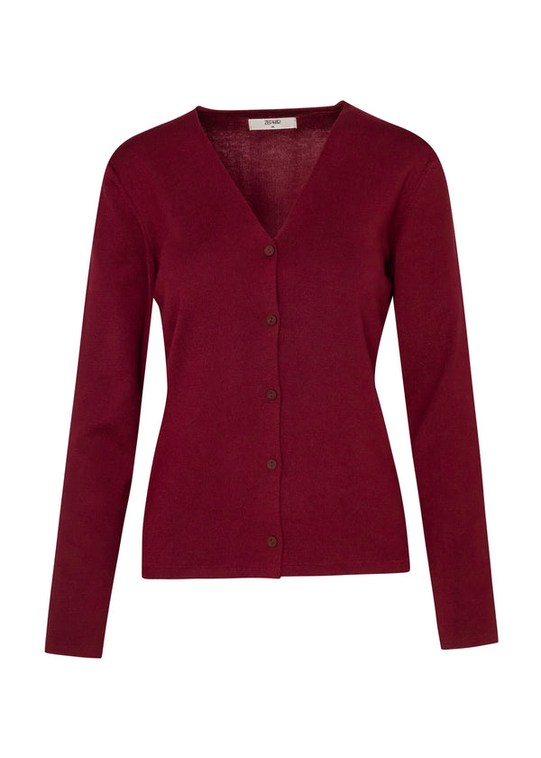 CARDIGAN  BASICO en VINO - Vista frontal | ZEPHIR