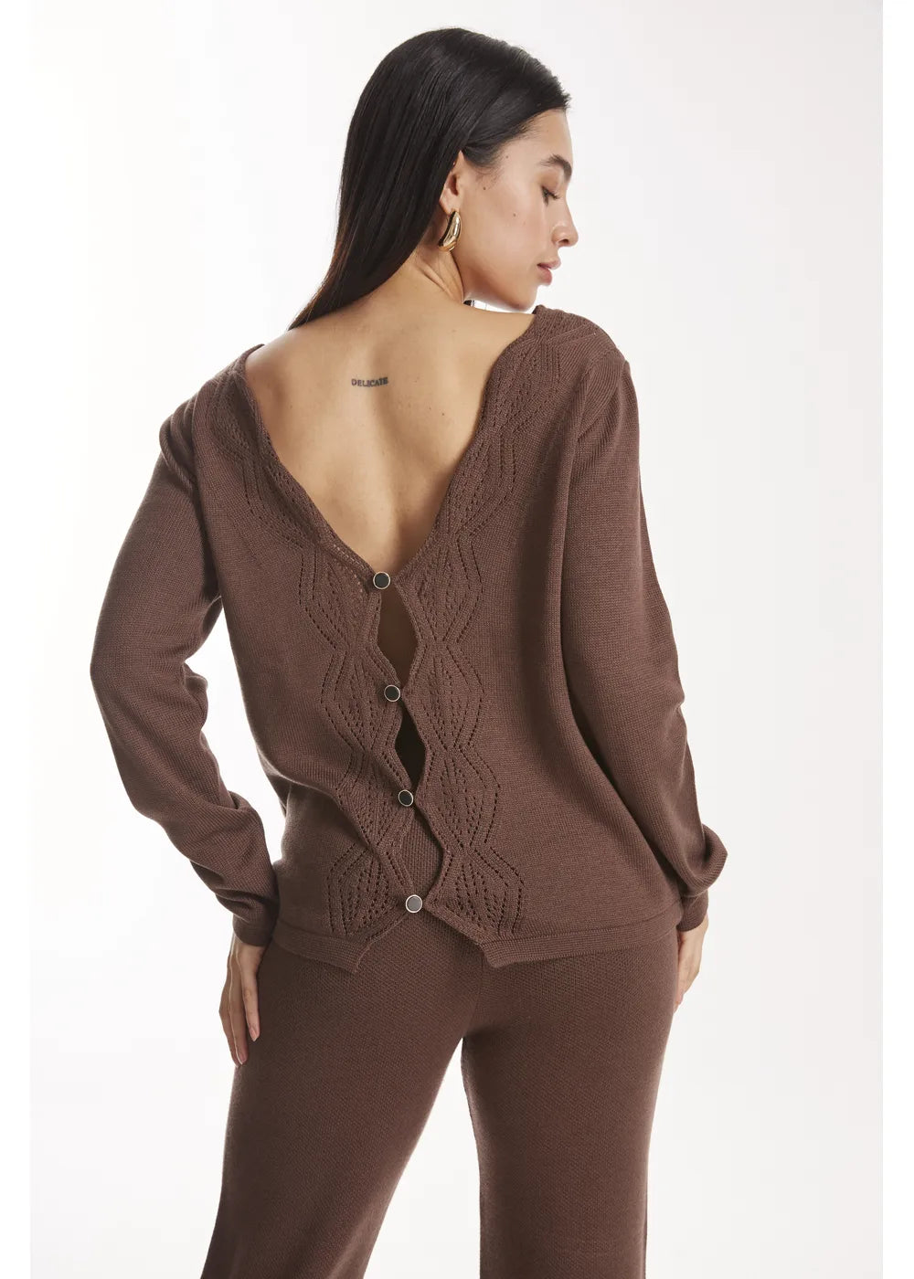 CARDIGAN BOREAL en CACAO - Vista de espalda | ZEPHIR