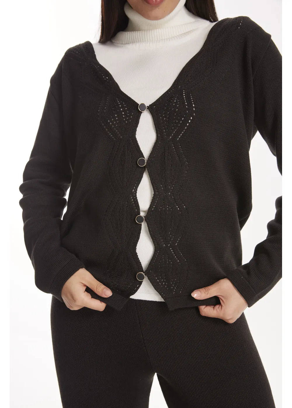CARDIGAN BOREAL en NEGRO - Vista de espalda | ZEPHIR