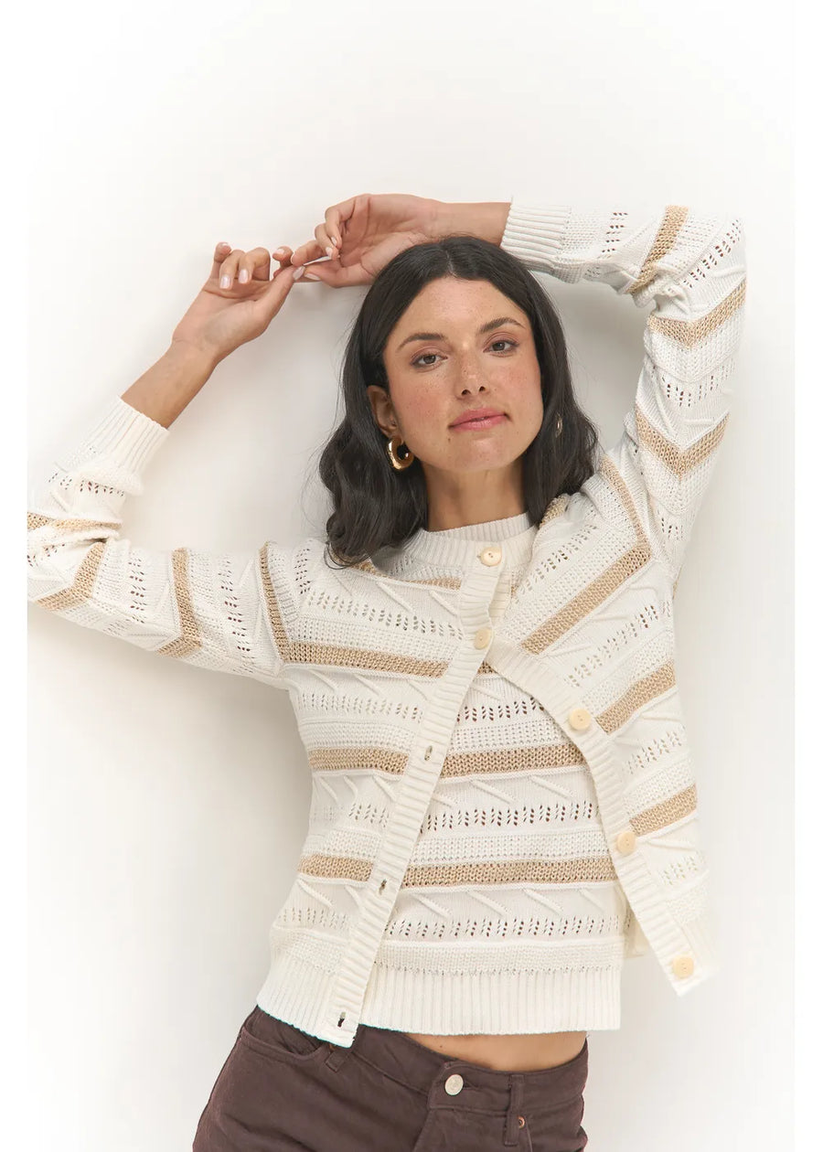 CARDIGAN BRUNE BLANCO