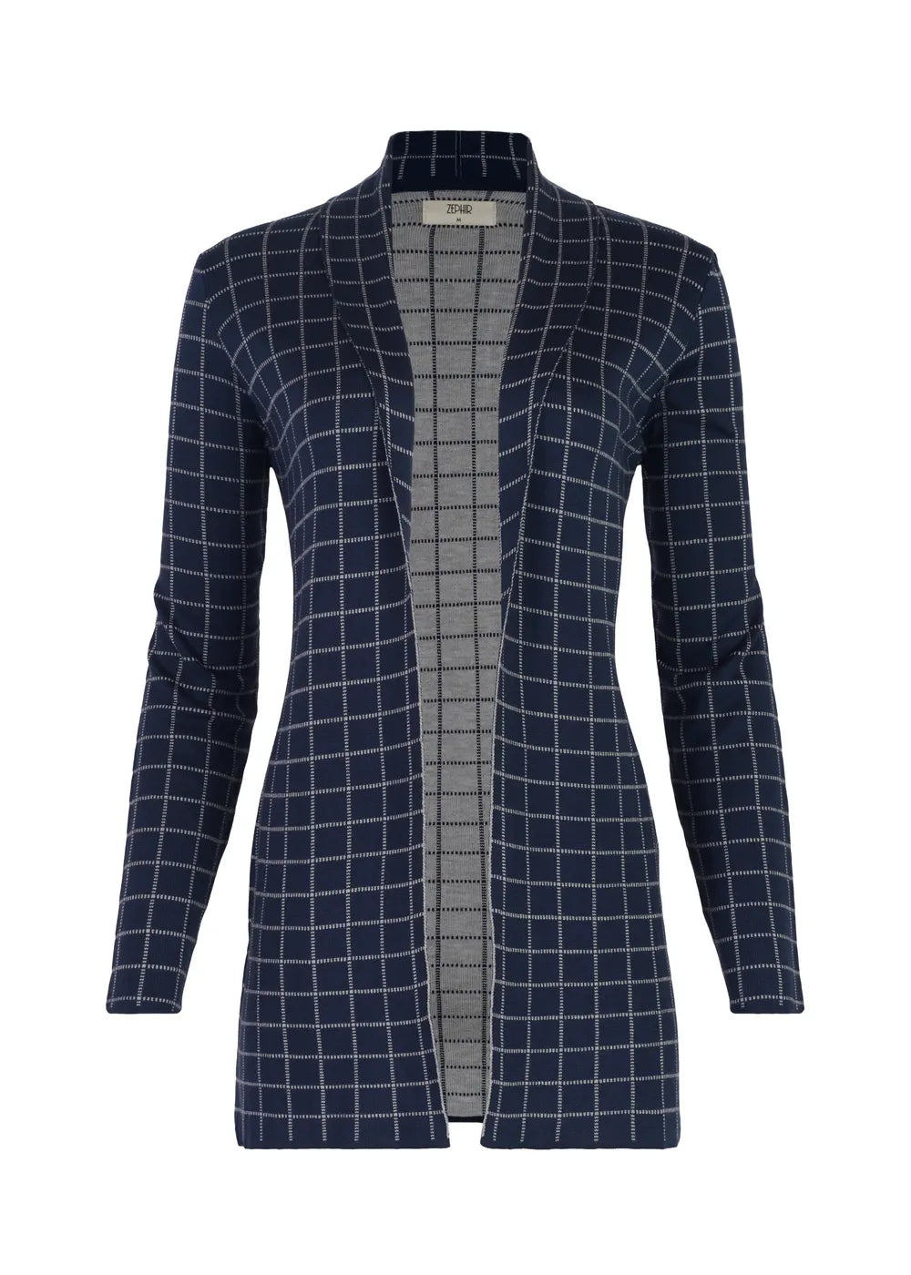 CARDIGAN CHESS en AZUL OSCURO - Vista frontal | ZEPHIR