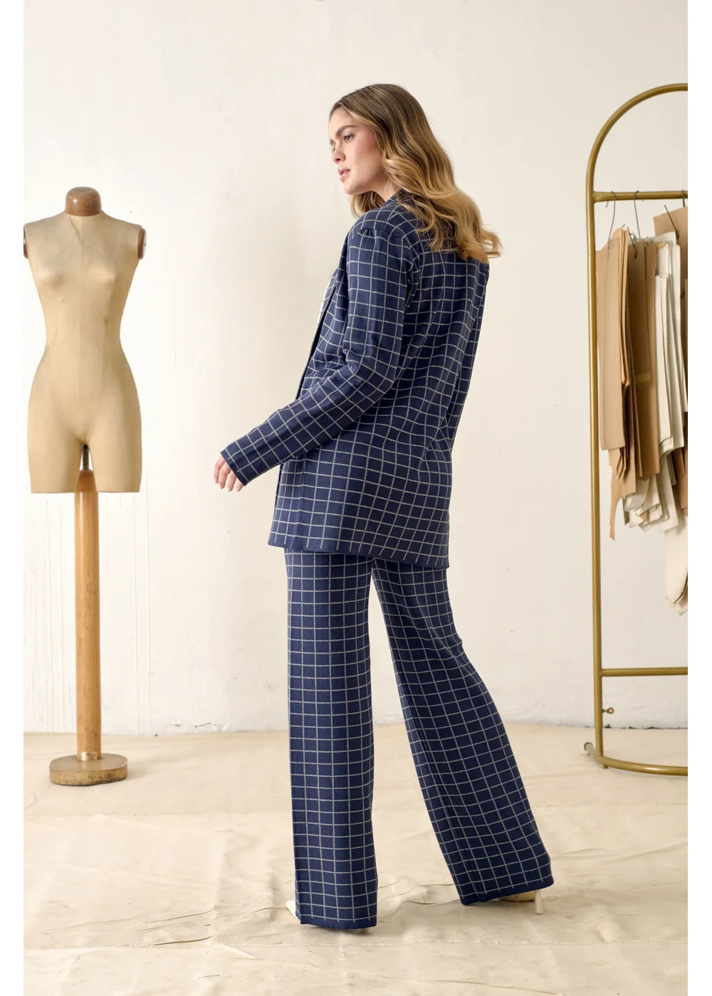 CARDIGAN CHESS en AZUL OSCURO - Look de estilo 6 | ZEPHIR