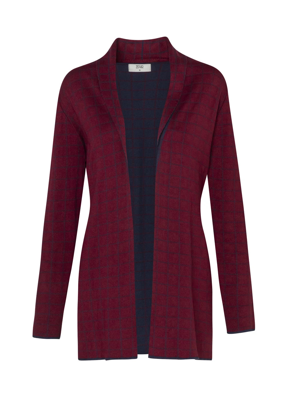 CARDIGAN CHESS en VINO - Vista frontal | ZEPHIR