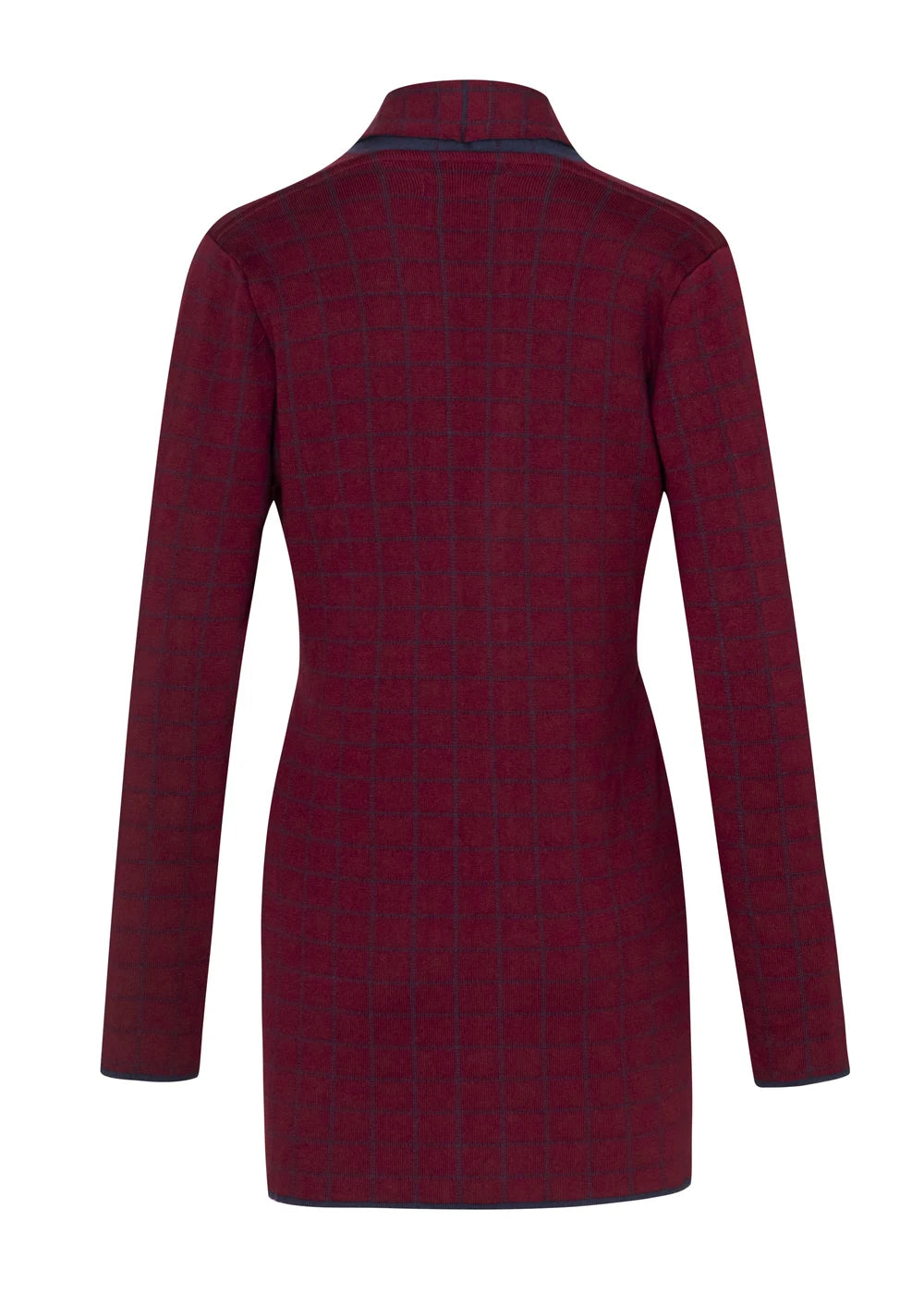 CARDIGAN CHESS en VINO - Vista de espalda | ZEPHIR