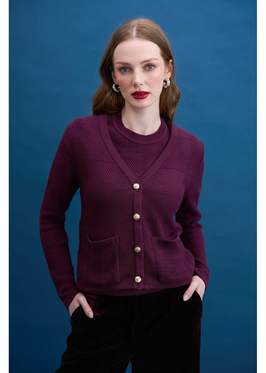 CARDIGAN CHIARA BERENJENA