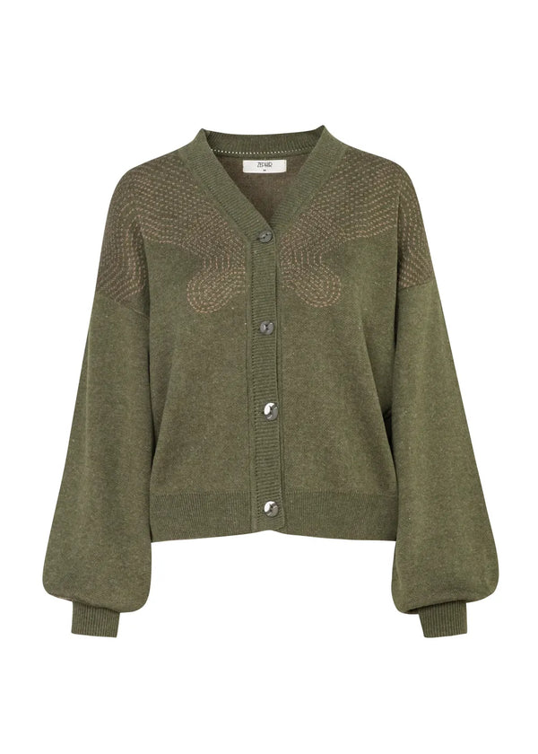 CARDIGAN EIRA en VERDE MILITAR - Vista frontal | ZEPHIR