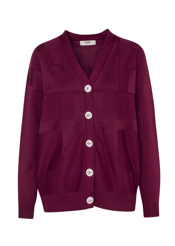 CARDIGAN ELSA en VINO - Vista frontal | ZEPHIR