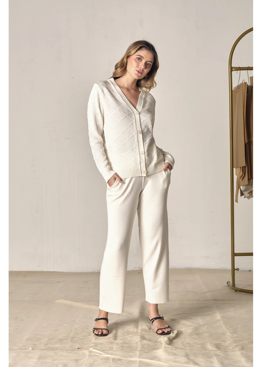 CARDIGAN IVY en BLANCO - Vista lateral | ZEPHIR