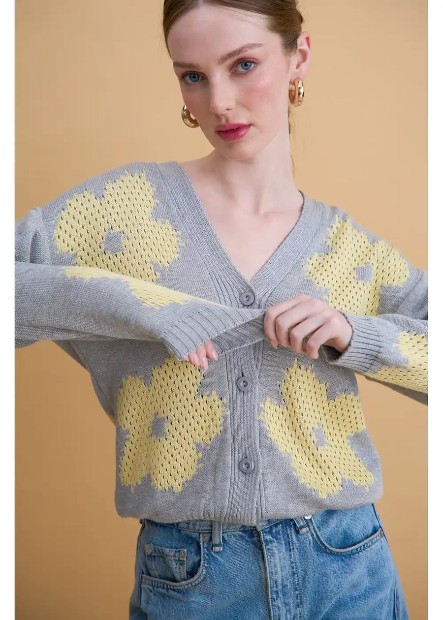 CARDIGAN KARA GRIS
