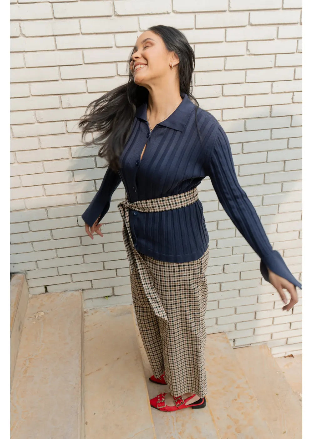 CARDIGAN LILIA en AZUL OSCURO - Vista lateral | ZEPHIR