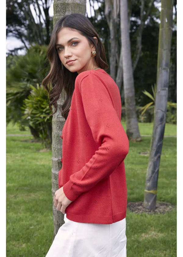 CARDIGAN LOTUS en ESCARLATA - Vista frontal | ZEPHIR