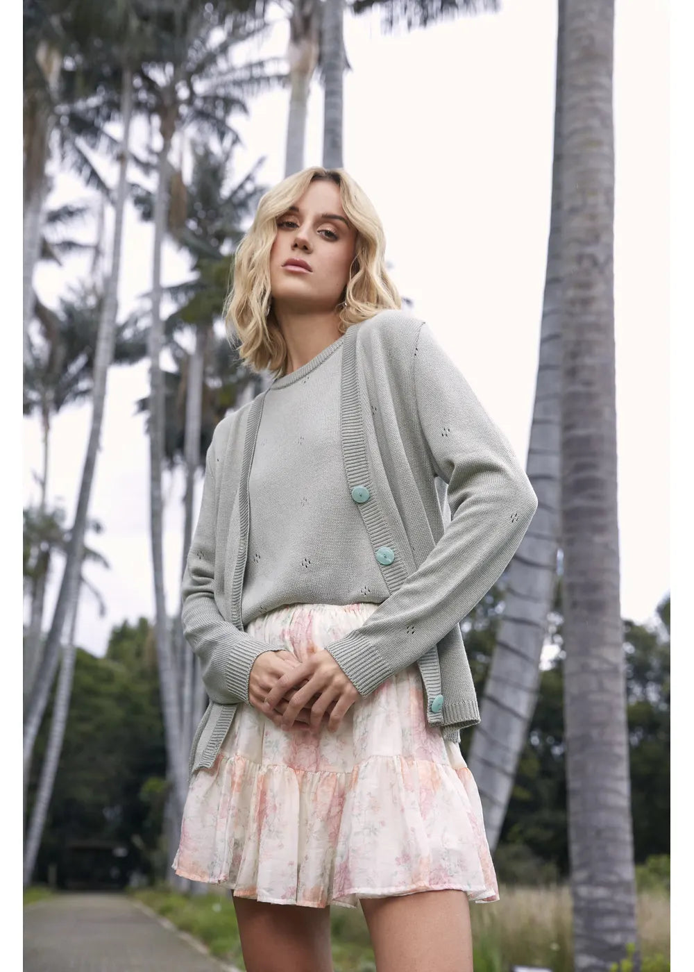 CARDIGAN LOTUS en VERDE HOJA - Vista lateral | ZEPHIR